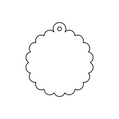 Scalloped circle hang tag outline icon. Clipart image isolated on white background