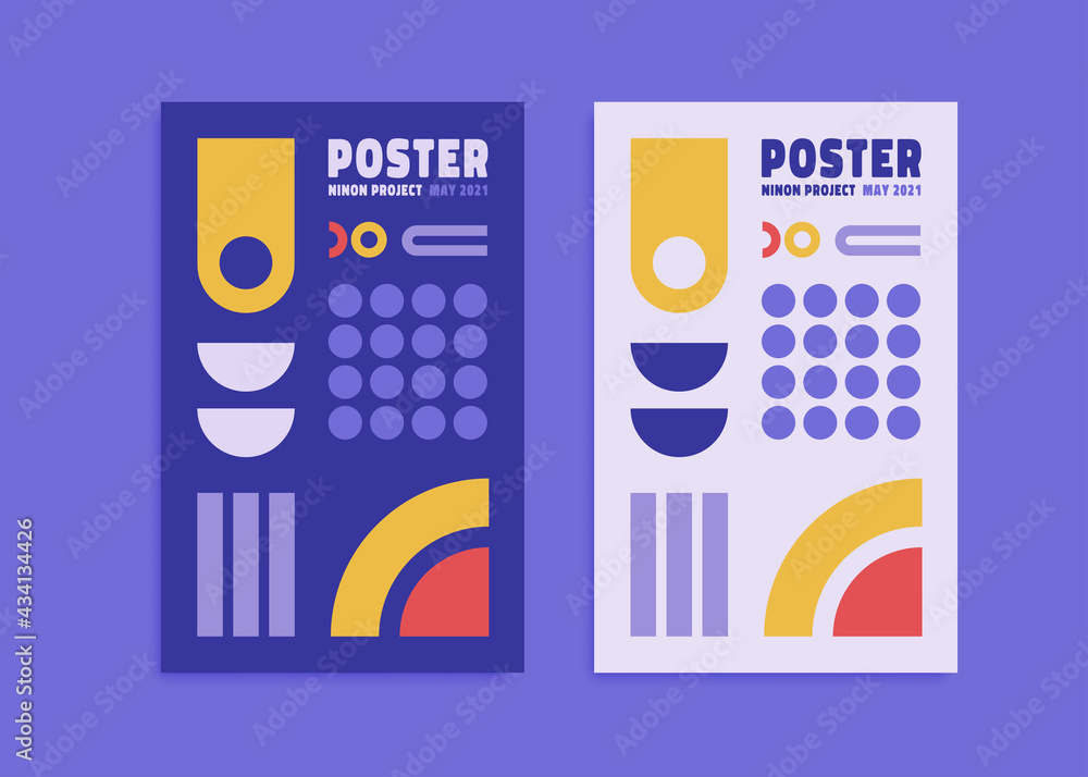 Poster poster designs with abstract modernism shapes and geometric pattern graphics