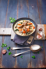 Veal blanquette with vegetables and parsley (ph. Marianna Franchi) - obrazy, fototapety, plakaty
