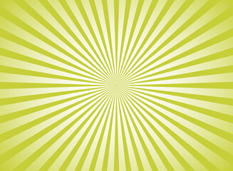 Sunlight wide background. Green color burst background. Vector illustration.