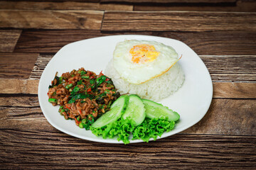 Stir-fried Basil pork with Rice