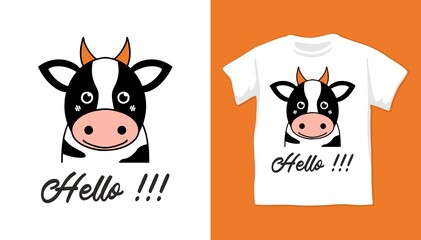 Cool and cute polar cow illustration shirt design for kid