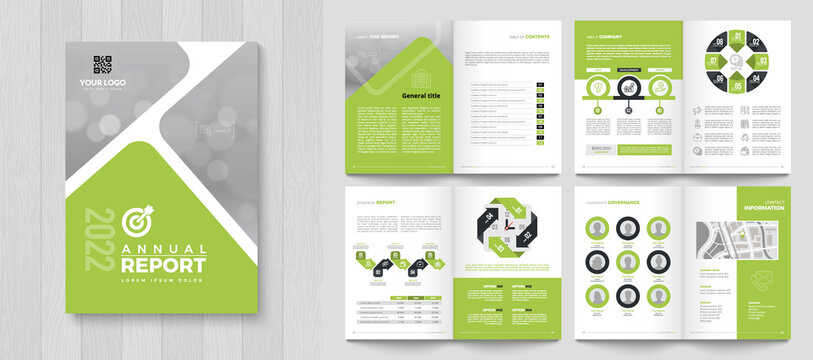 Corporate Annual Report with a cover. Brochure, Folder, Presentation, Leaflet. A4 format.