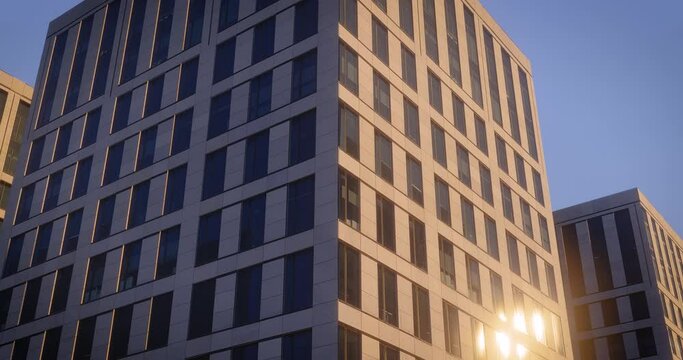 Office buildings during a sunny day - time lapse 4k
