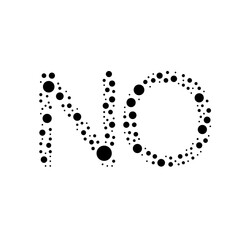 A large no symbol in the center made in pointillism style. The center symbol is filled with black circles of various sizes. Vector illustration on white background