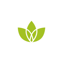 five Green sprouts, sprigs, raw with silhouette leaf. Icon Isolated on white. Logo for eco company