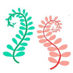 Simple doodle of a plant. Leaf from a tree. Vector illustration isolated on white background. hand-drawn.