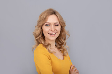 Obraz premium female fashion model. pretty look of young smiling girl. blonde woman.
