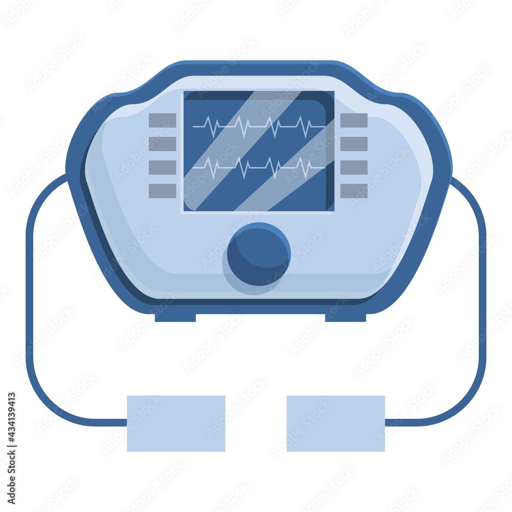 Poster automated defibrillator icon. cartoon of automated defibrillator vector icon for web design isolated