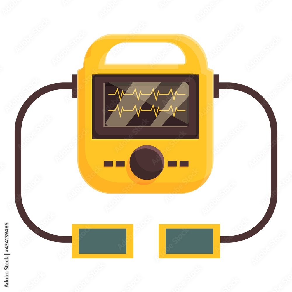 Poster heart defibrillator icon. cartoon of heart defibrillator vector icon for web design isolated on whit