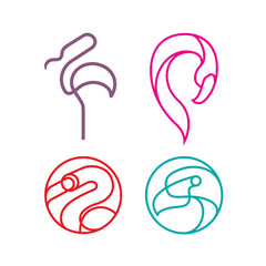 Flamingo Bird logo template design
