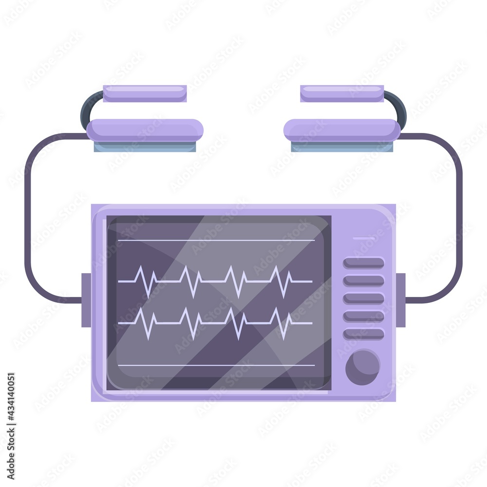 Poster portable defibrillator icon. cartoon of portable defibrillator vector icon for web design isolated o