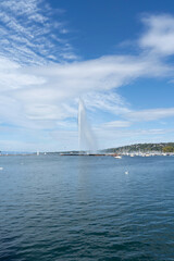 water jet and city of Geneva in Switzerland