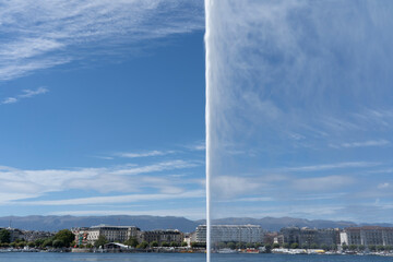 water jet and city of Geneva in Switzerland