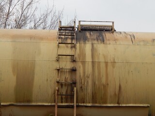 Fototapeta premium A ladder on a large Railway tank car. 