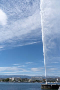 water jet and city of Geneva in Switzerland
