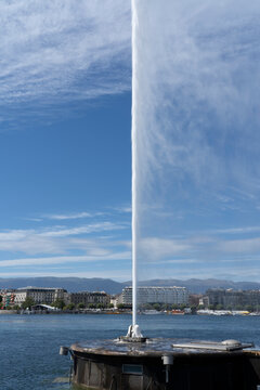water jet and city of Geneva in Switzerland