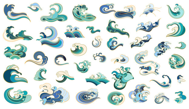 Set of vector elements of oriental waves