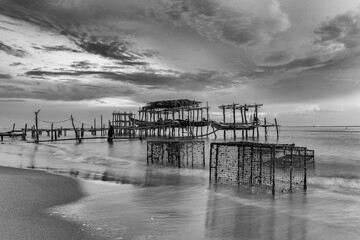 Morning view in Bang Hoi Beach, Songkhla, Thailand.