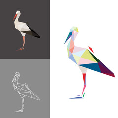 Stork low poly polygonal triangle geometric design for logo icon symbol