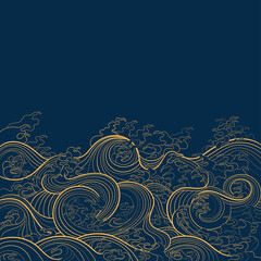 Vector background with waves in traditional oriental style.