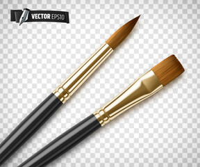Pinceaux noirs vectoriels sur fond transparent
