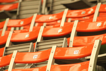 Empty seats in the sports stadium during Covid-19 lockdown
