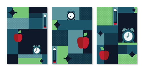 Class mosaic design A4 cover set, back to school backgrounds