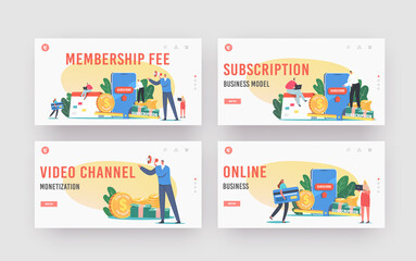 Membership Fee Landing Page Template Set. Subscription Business Model. Monthly Order Service with Automatic Payment