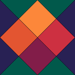 Diamonds, rhombuses, tiles, squares, checks seamless pattern. Ethnic ornate. Folk ornament. Geometric image. Tribal wallpaper. Geometrical background. Retro motif. Ethnical textile print. Vector art.