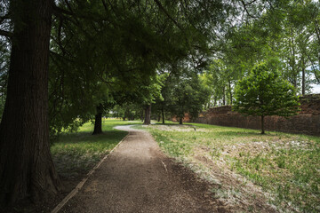 View of a path into the nature out of the Wall of Ferrara