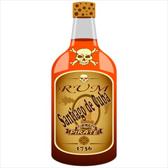 Fototapeta na wymiar bottle of pirate rum