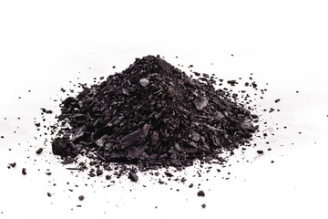 pile of coal dust isolated on white background