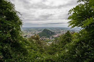 Scenic and beautiful view from the top of an hill of the landscape in Monselice