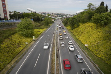 Bosphorus Bridge Traffic in Istanbul  Turkey. May 17, 2021