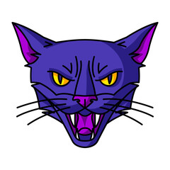 Evil magic witch cat muzzle. Mystic, alchemy, spirituality, tattoo art.