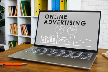 Online advertising results report and analytics in the laptop.