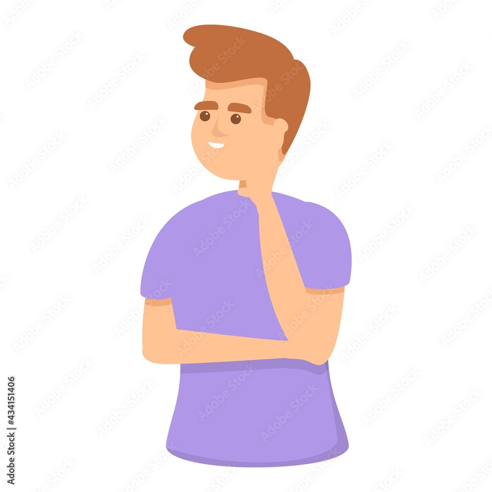 Poster thinking colleague icon. cartoon of thinking colleague vector icon for web design isolated on white 