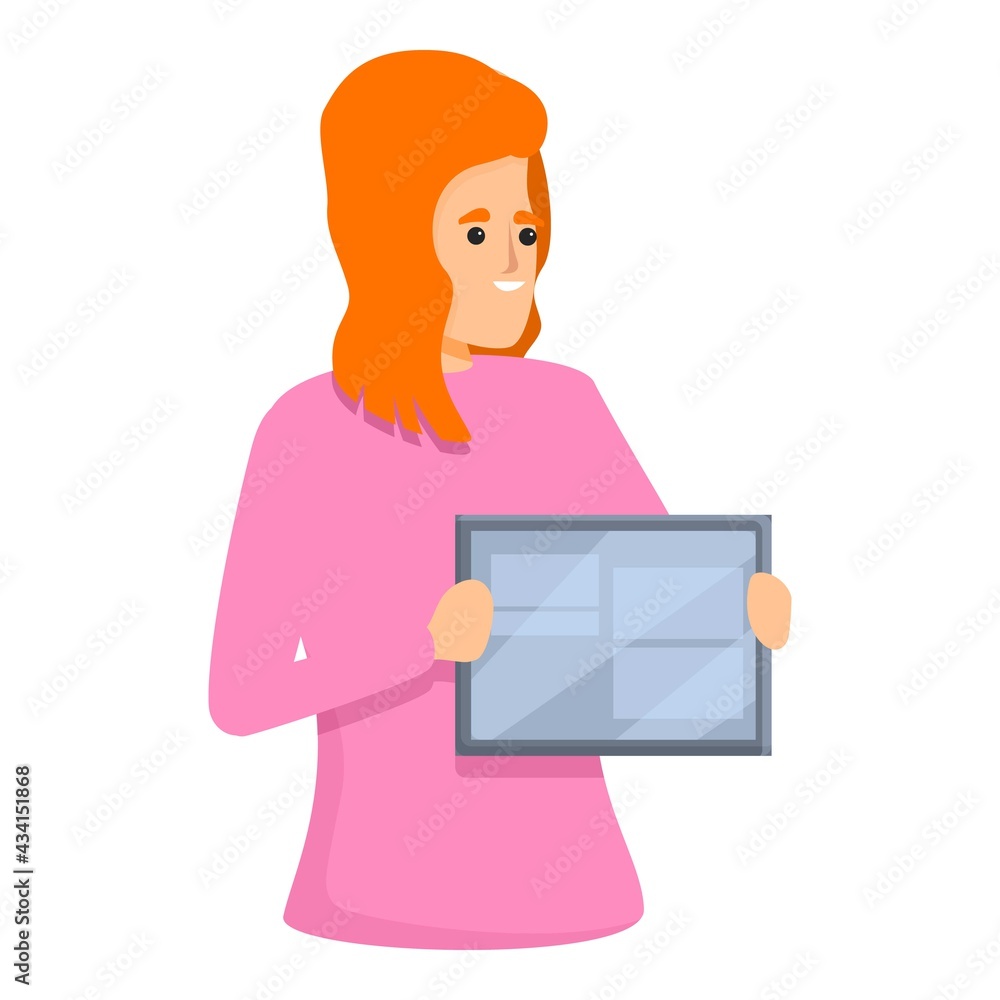 Aufkleber tablet presentation colleague icon. cartoon of tablet presentation colleague vector icon for web des