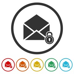 Safe mail ring icon isolated on white background color set