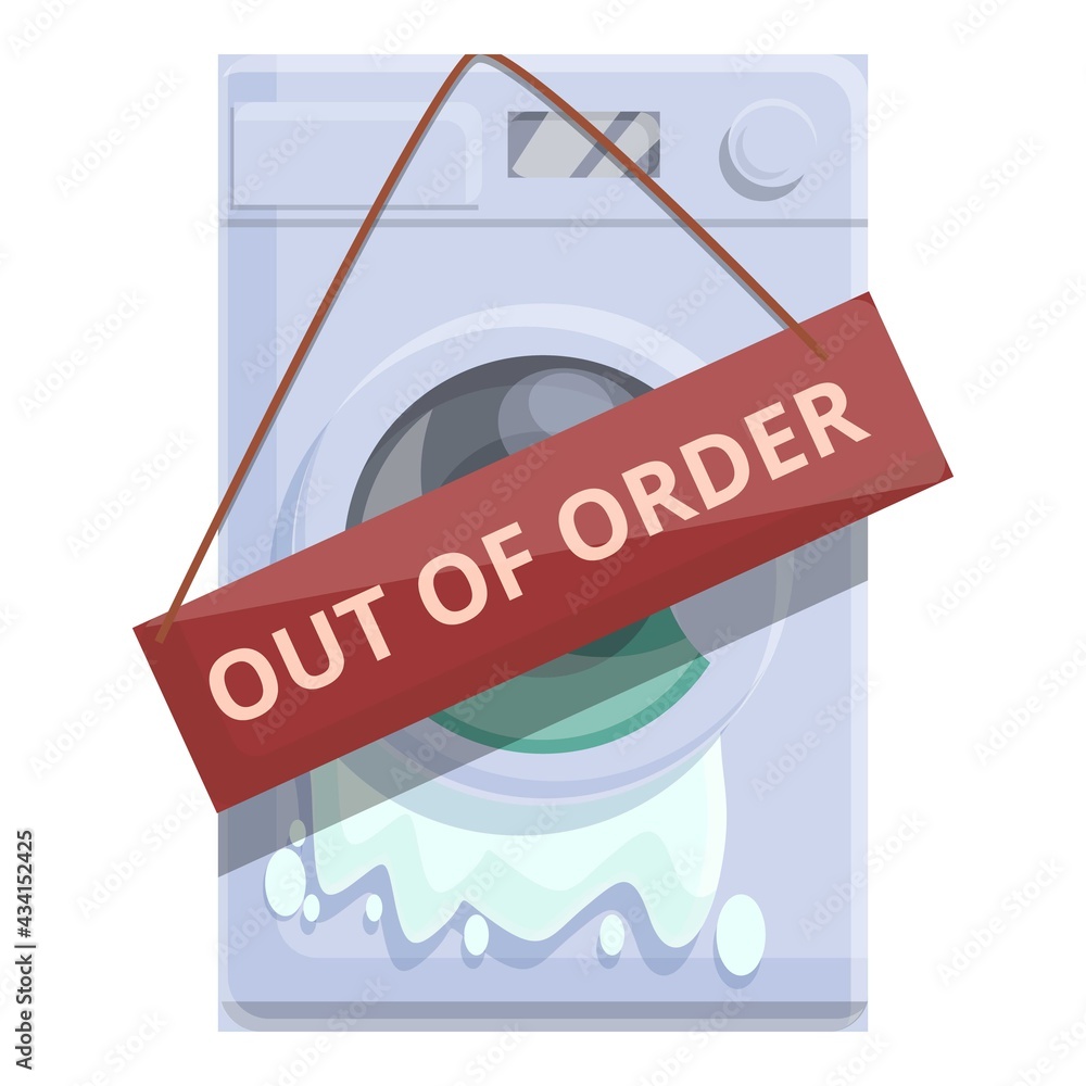Poster out of order broken washing machine icon. cartoon of out of order broken washing machine vector icon