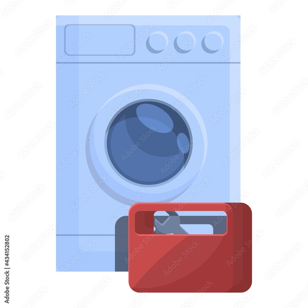 Poster toolbox broken washing machine icon. cartoon of toolbox broken washing machine vector icon for web d