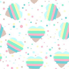 Pattern with hearts of different colors. Vector. Striped multicolored hearts, repeating pattern. Abstract background.