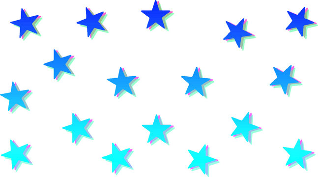 3D-like blue star pattern.