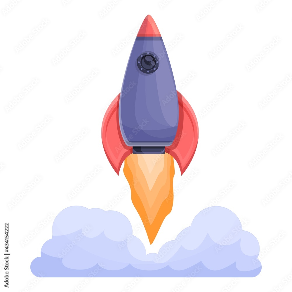 Poster spacecraft launch discovery icon. cartoon of spacecraft launch discovery vector icon for web design 