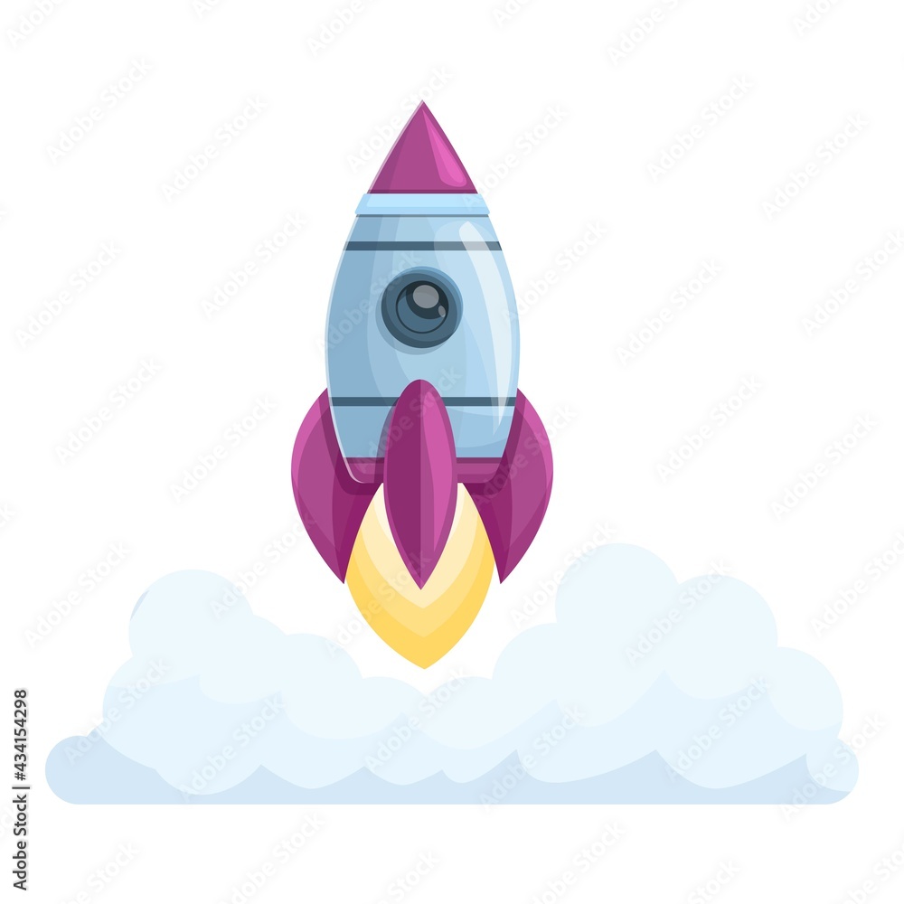 Poster spacecraft launch exploration icon. cartoon of spacecraft launch exploration vector icon for web des