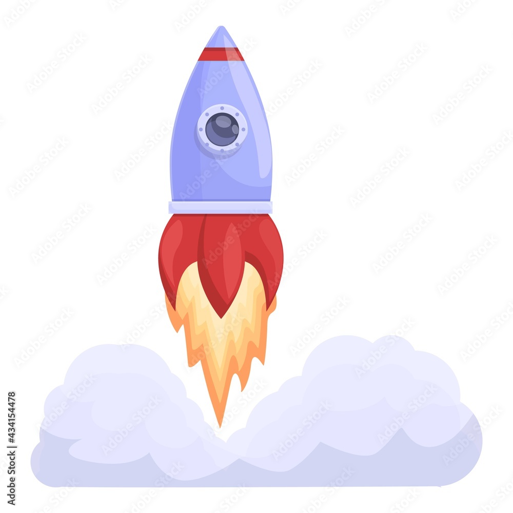 Aufkleber spacecraft launch space icon. cartoon of spacecraft launch space vector icon for web design isolated