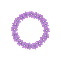 Violet flowers round frame illustration