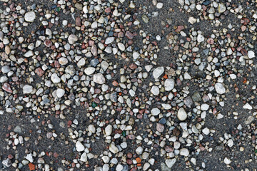 Small sea stones in dirt