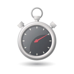 Stopwatch, timer, clock illustration. Flat illustration of stopwatch. Vector icon for web design. Isolated on white background. 
